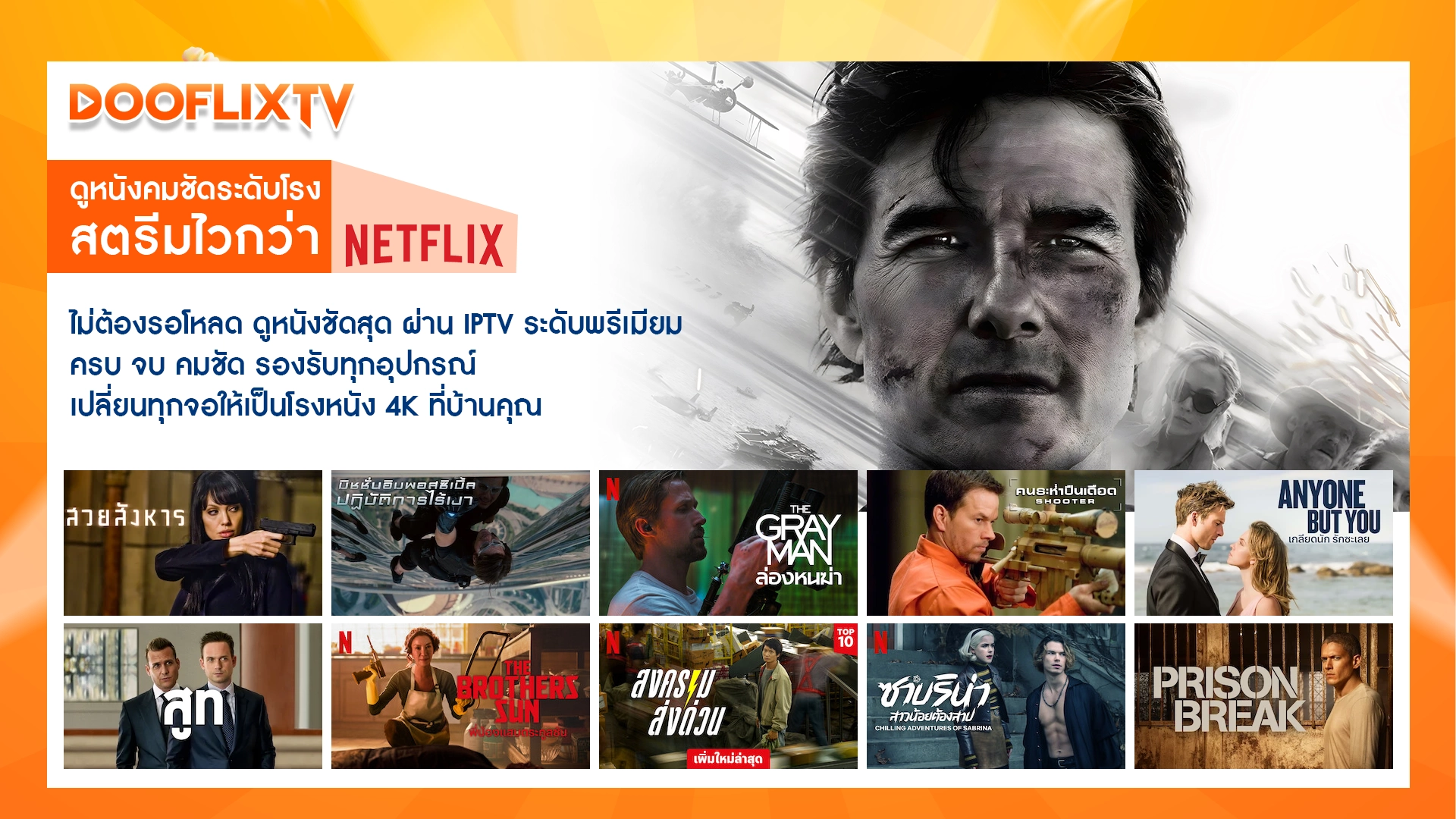 ดูหนังคมชัดระดับโรง สตรีมไวกว่า Netflix ไม่ต้องรอโหลด ดูหนังชัดสุด ผ่าน IPTV ระดับพรีเมียม